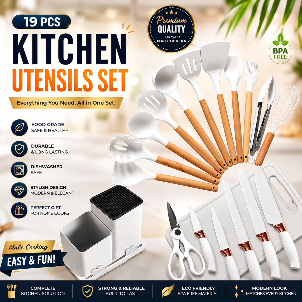 19-Piece Kitchen Utensil Set with Storage Stand