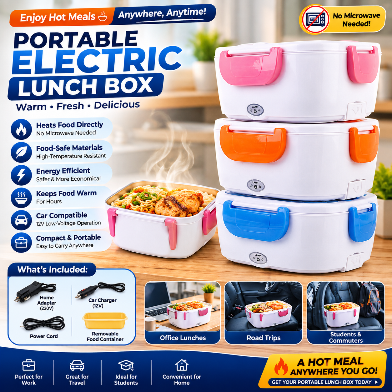 Portable Electric Heater Lunch Box – Warm Meals On the Go