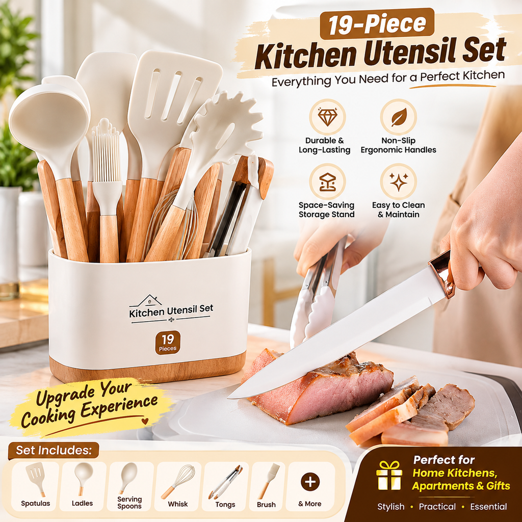 19-Piece Kitchen Utensil Set with Storage Stand