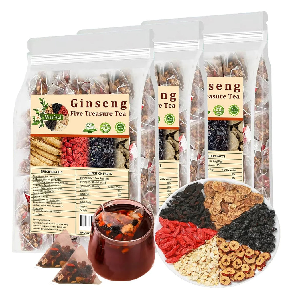 Ginseng Five Treasure Tea - Herbal Wellness Blend